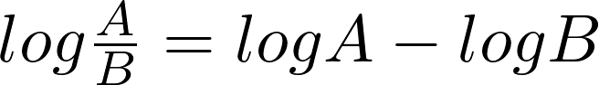 Rendered by QuickLaTeX.com log {A\over{B}} = logA - logB
